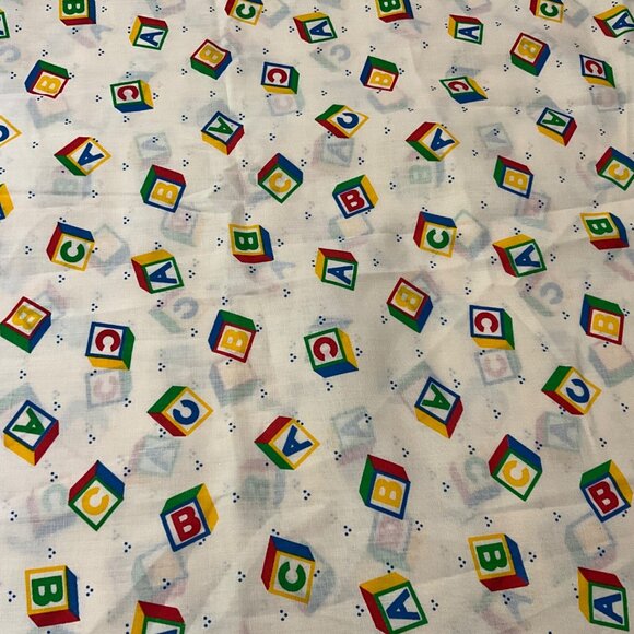 Wamsutta 1987 ABC'S Building Blocks Cotton Fabric Nursery Baby  44" x 220" 6 yds - Picture 2 of 5